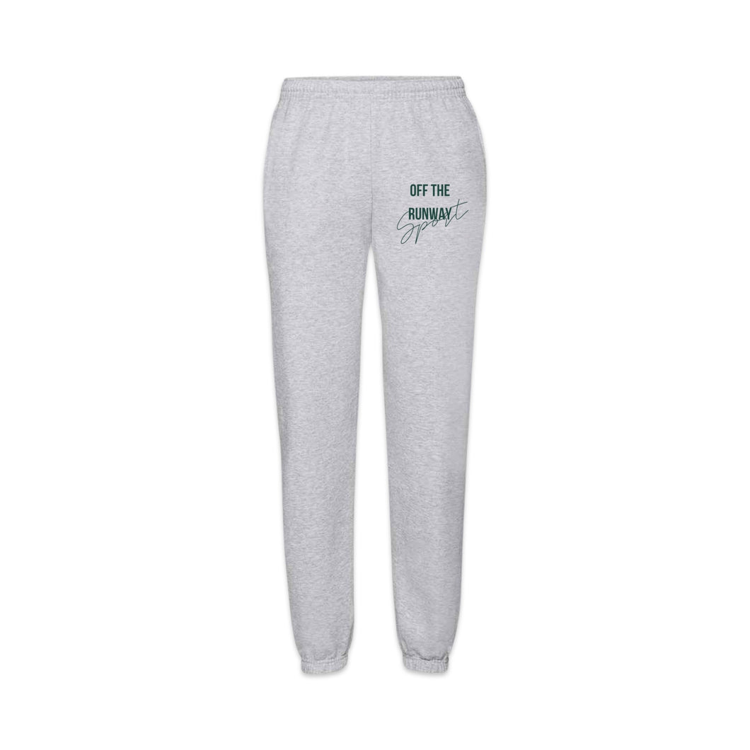 OTR Sport Joggers. Heather grey with bottle green logo.