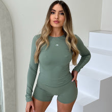 Load image into Gallery viewer, Sculptured Long Sleeve Top. Sage.

