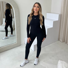 Load image into Gallery viewer, Sculptured Long Sleeve Top. Black.
