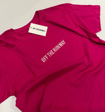 Load image into Gallery viewer, Classic “OFF THE RUNWAY” logo T-Shirt. Fuchsia.
