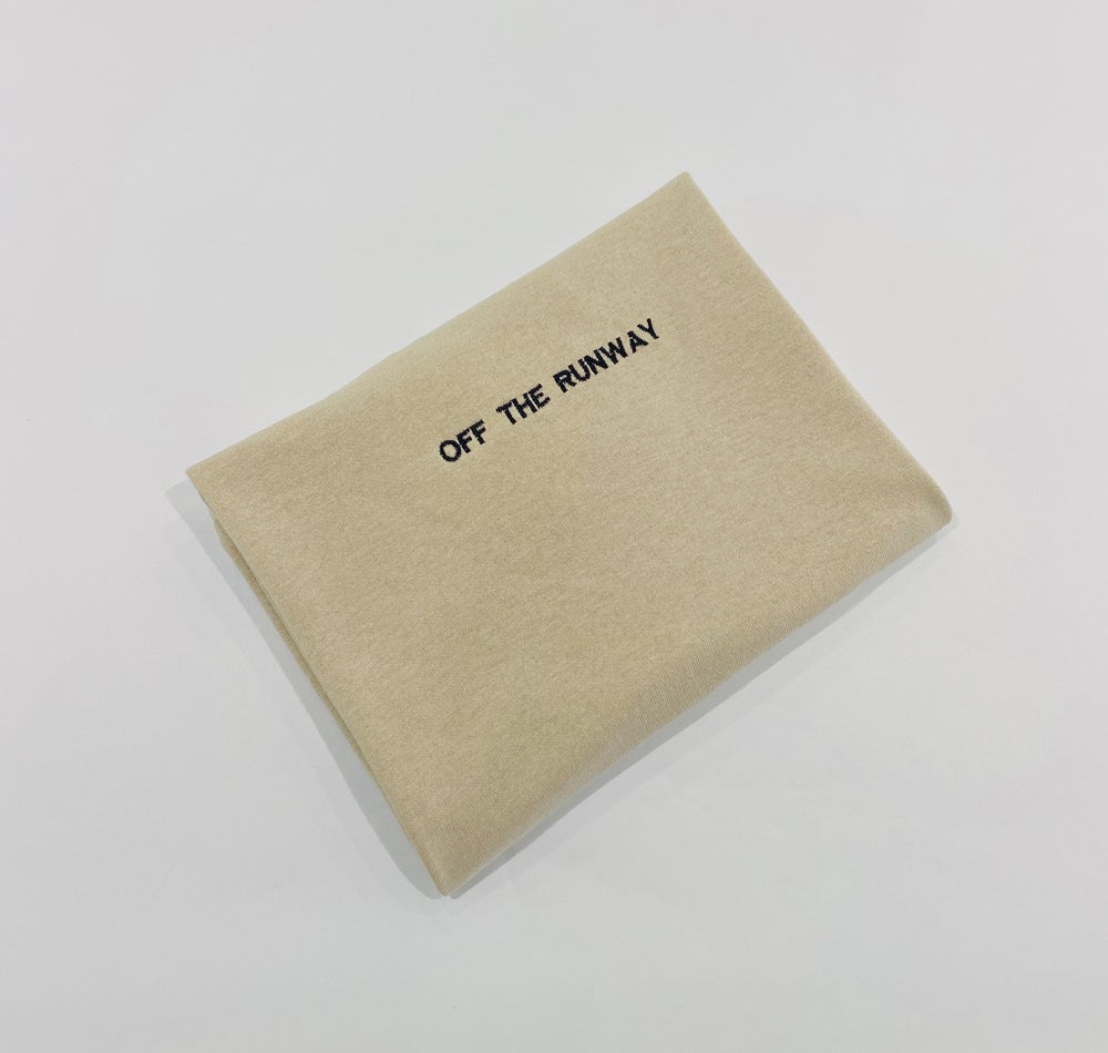 Classic “OFF THE RUNWAY” Logo T-Shirt. Sand.