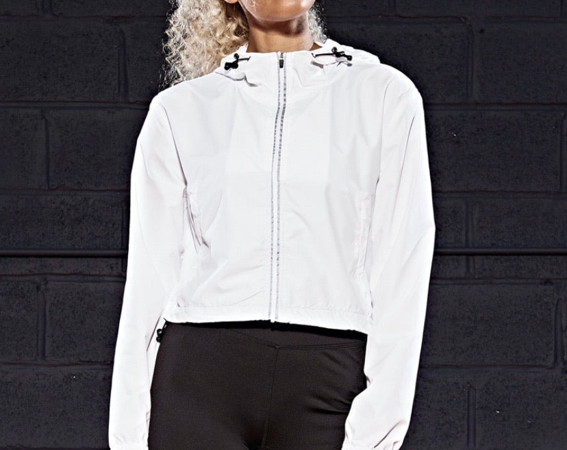 Cropped white windbreaker on sale