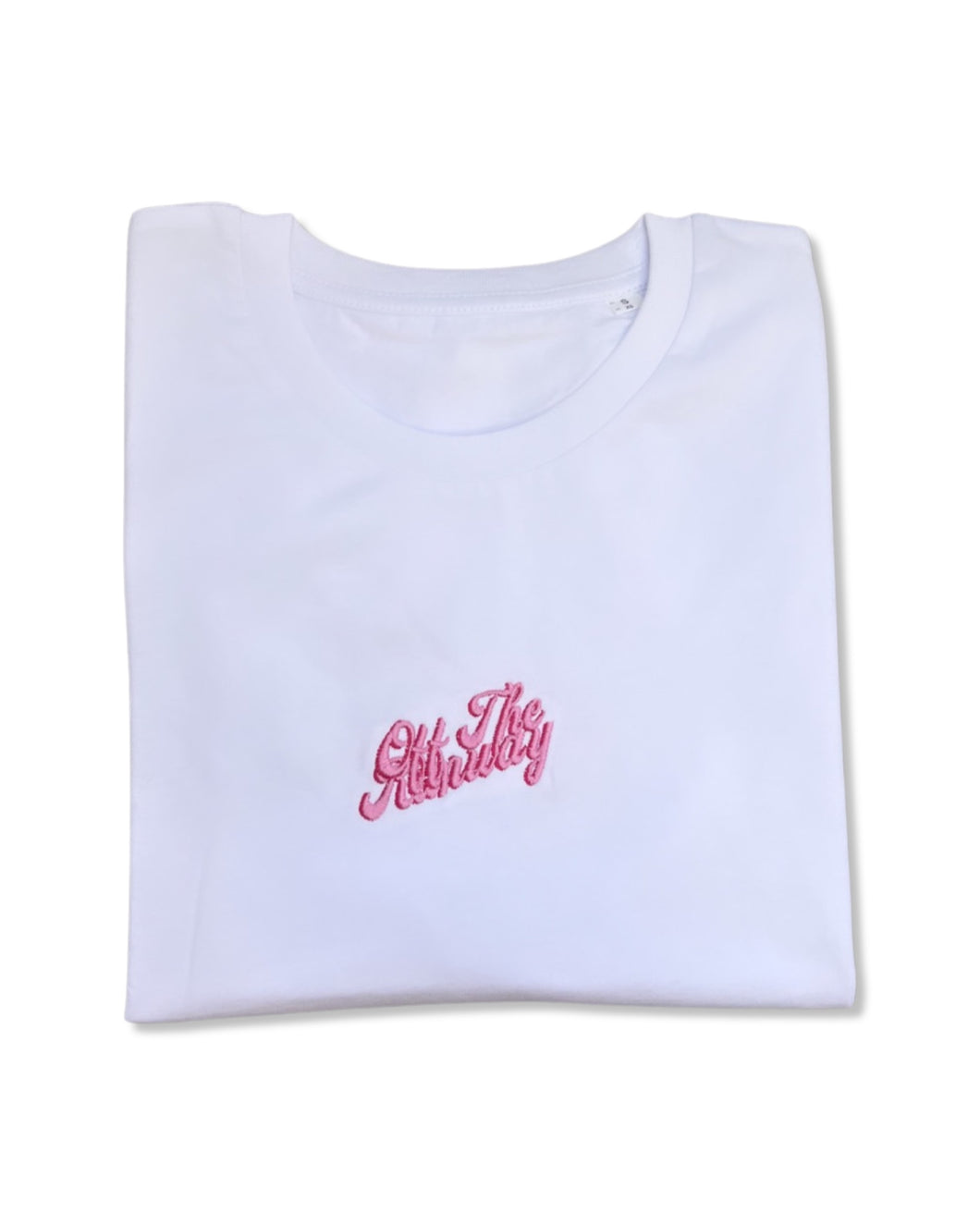Pink Embroidered Logo T-Shirt. White.