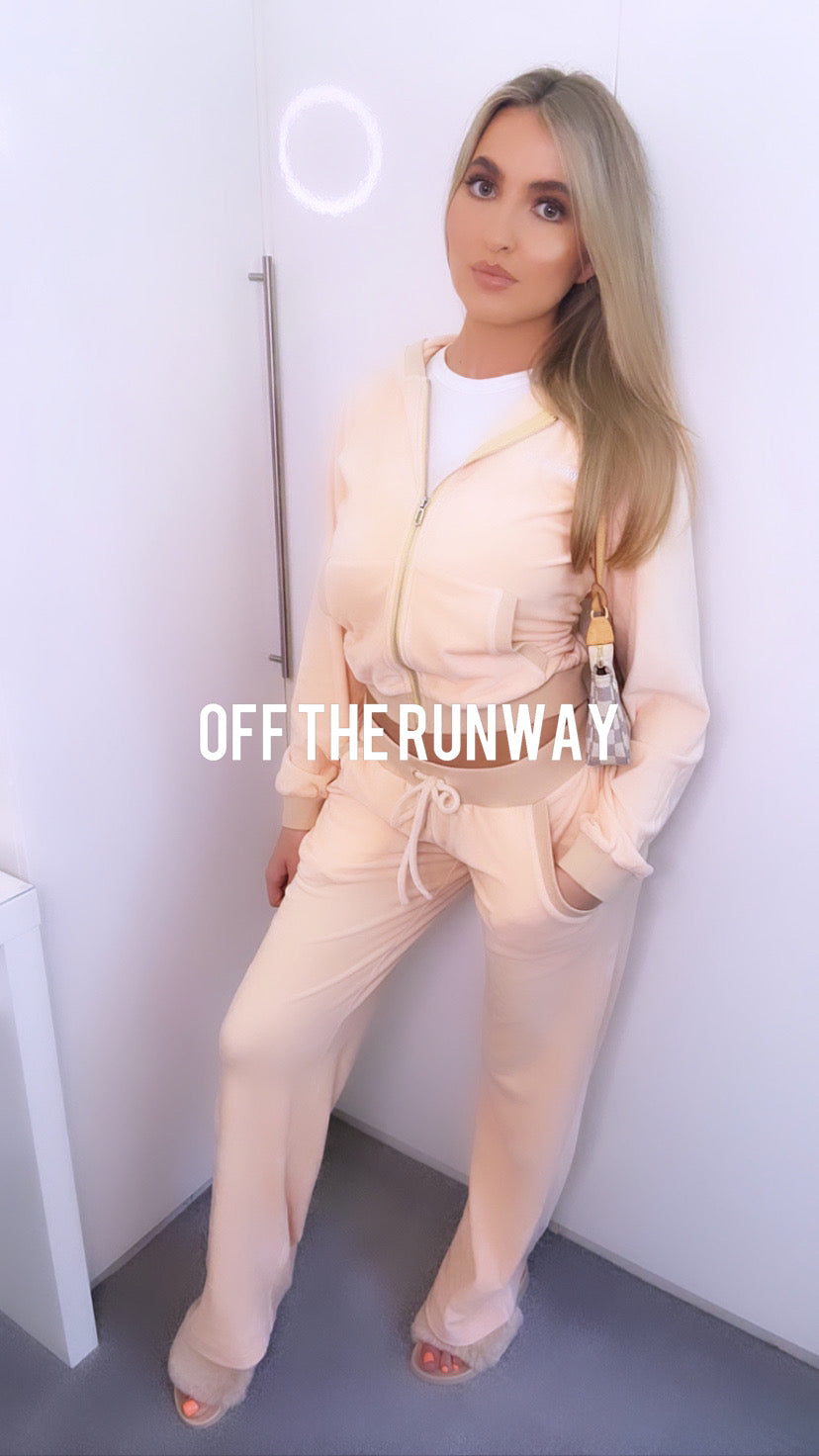 Velour Trousers. Pale Peach.